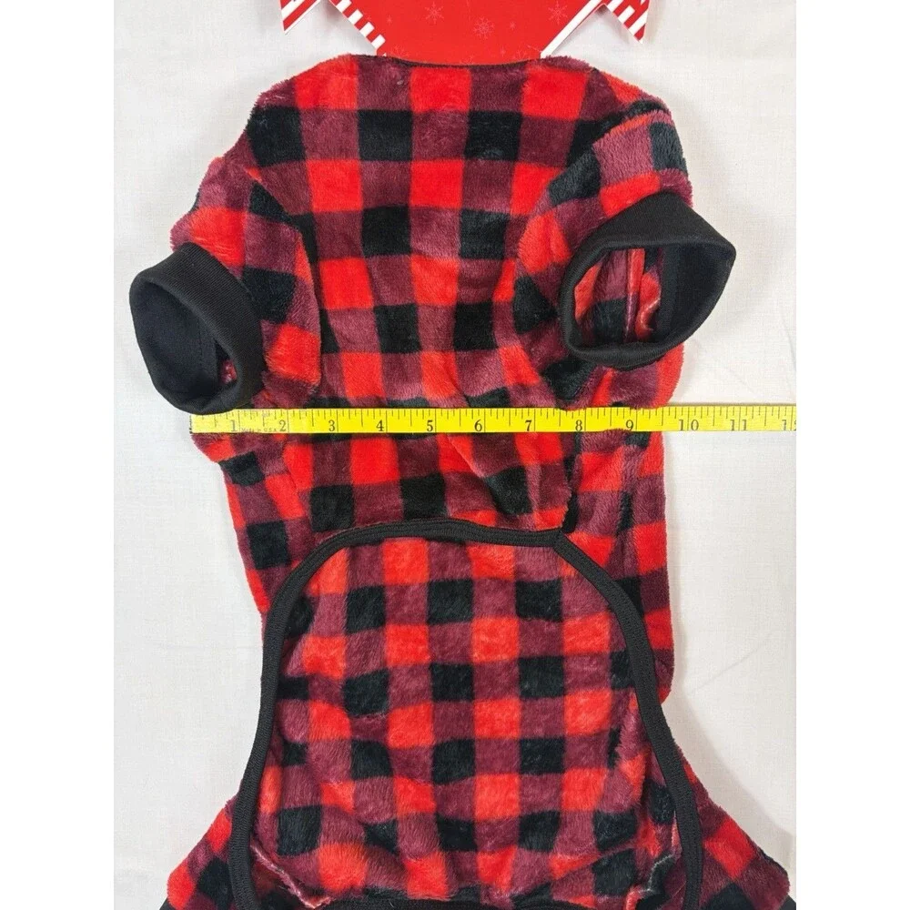 Pet Pajamas Pet Sweater Dog Fleece Red Buffalo Plaid Size Large